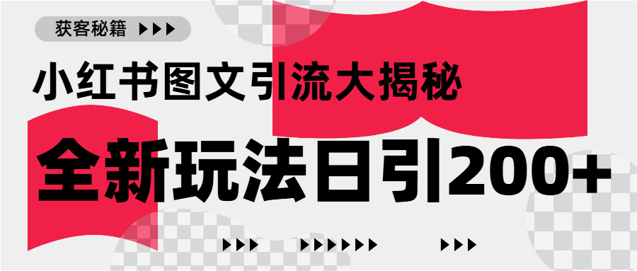 小红书图文引流，只需一张图片即可撬动百万流量，日引200+创业粉网创吧-网创项目资源站-副业项目-创业项目-搞钱项目恒杨云站