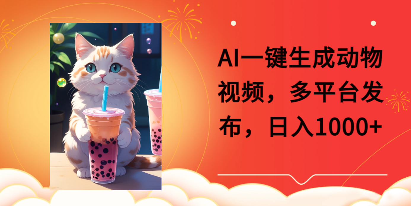 AI一键生成动物搞笑视频，多平台发布，轻松破千万播放，日入2000+网创吧-网创项目资源站-副业项目-创业项目-搞钱项目恒杨云站