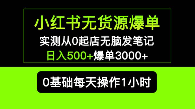 小红书无货源爆单 实测从0起店无脑发笔记爆单3000+长期项目可多店网创吧-网创项目资源站-副业项目-创业项目-搞钱项目恒杨云站