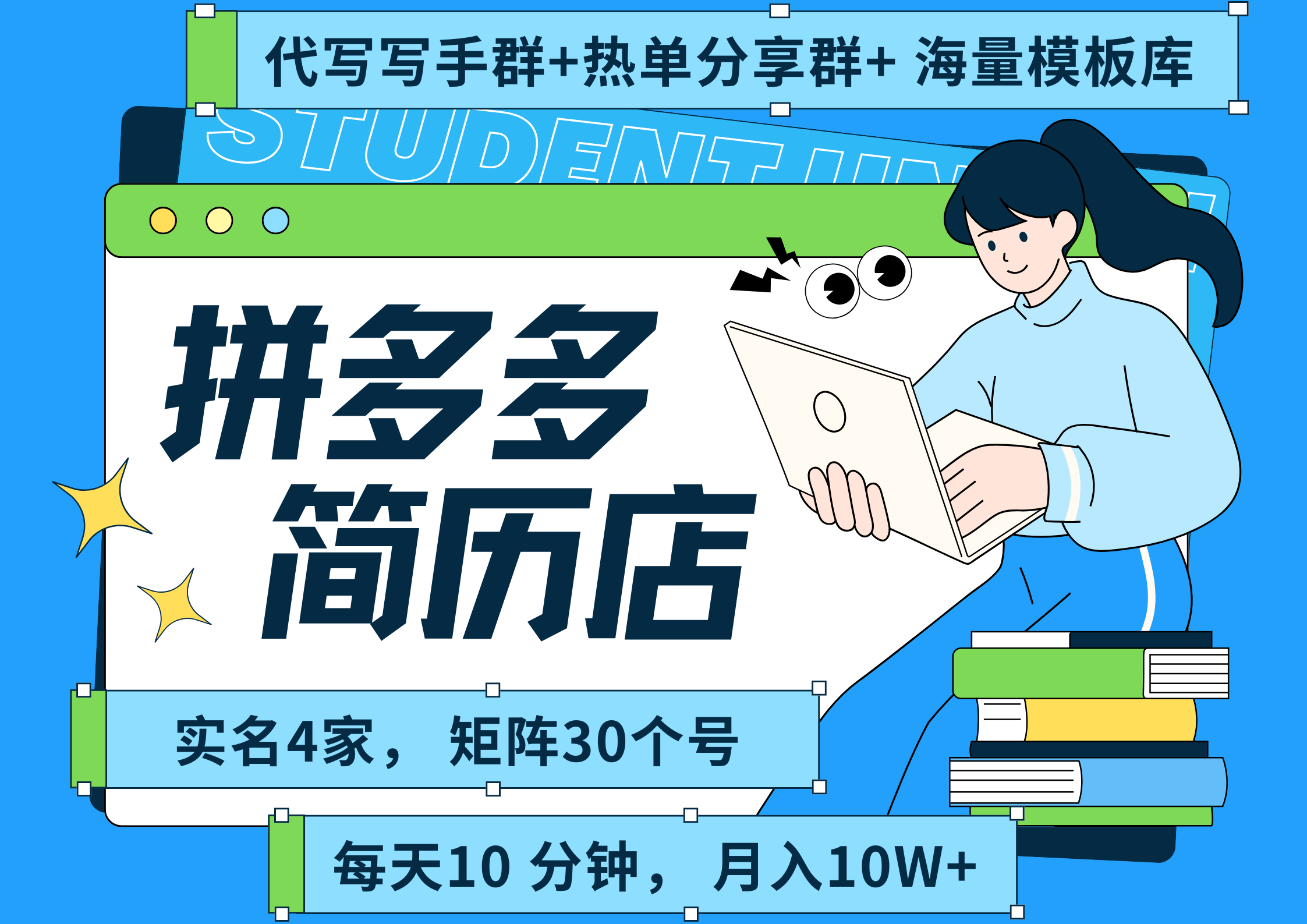 拼多多 虚拟资料 简历 海报代写 全SOP流程 毫无保留分享（含后端资料以及代写渠道）每天十分钟 每人实名四个店  矩阵30个账号  轻轻松松 月入10W网创吧-网创项目资源站-副业项目-创业项目-搞钱项目恒杨云站