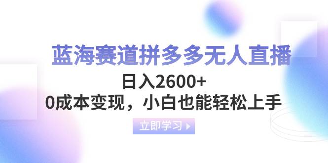 蓝海赛道拼多多无人直播，日入2600+，0成本变现，小白也能轻松上手网创吧-网创项目资源站-副业项目-创业项目-搞钱项目恒杨云站