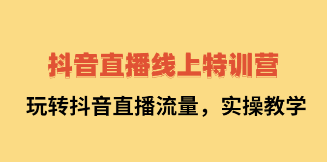 抖音直播线上特训营：玩转抖音直播流量，实操教学网创吧-网创项目资源站-副业项目-创业项目-搞钱项目恒杨云站