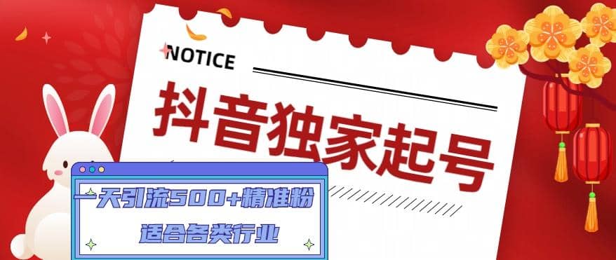 抖音独家起号，适合各类行业（9节视频课）网创吧-网创项目资源站-副业项目-创业项目-搞钱项目恒杨云站