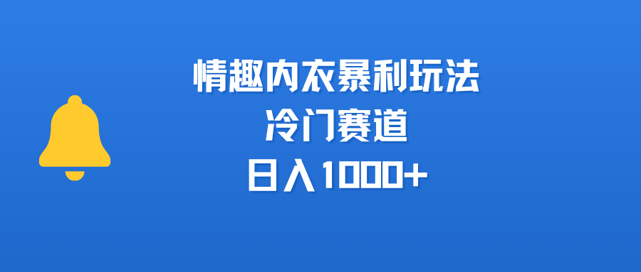 情趣内衣暴利玩法，冷门赛道，日入1000+网创吧-网创项目资源站-副业项目-创业项目-搞钱项目恒杨云站