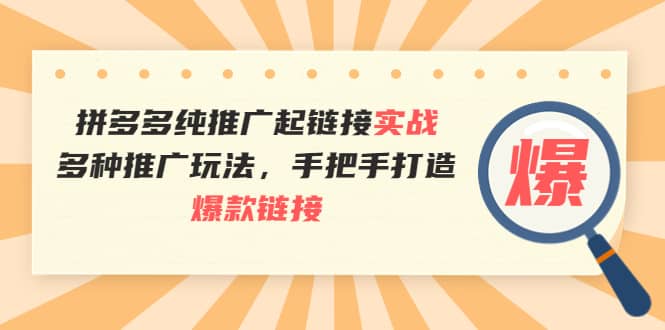 拼多多纯推广起链接实战：多种推广玩法，手把手打造爆款链接网创吧-网创项目资源站-副业项目-创业项目-搞钱项目恒杨云站
