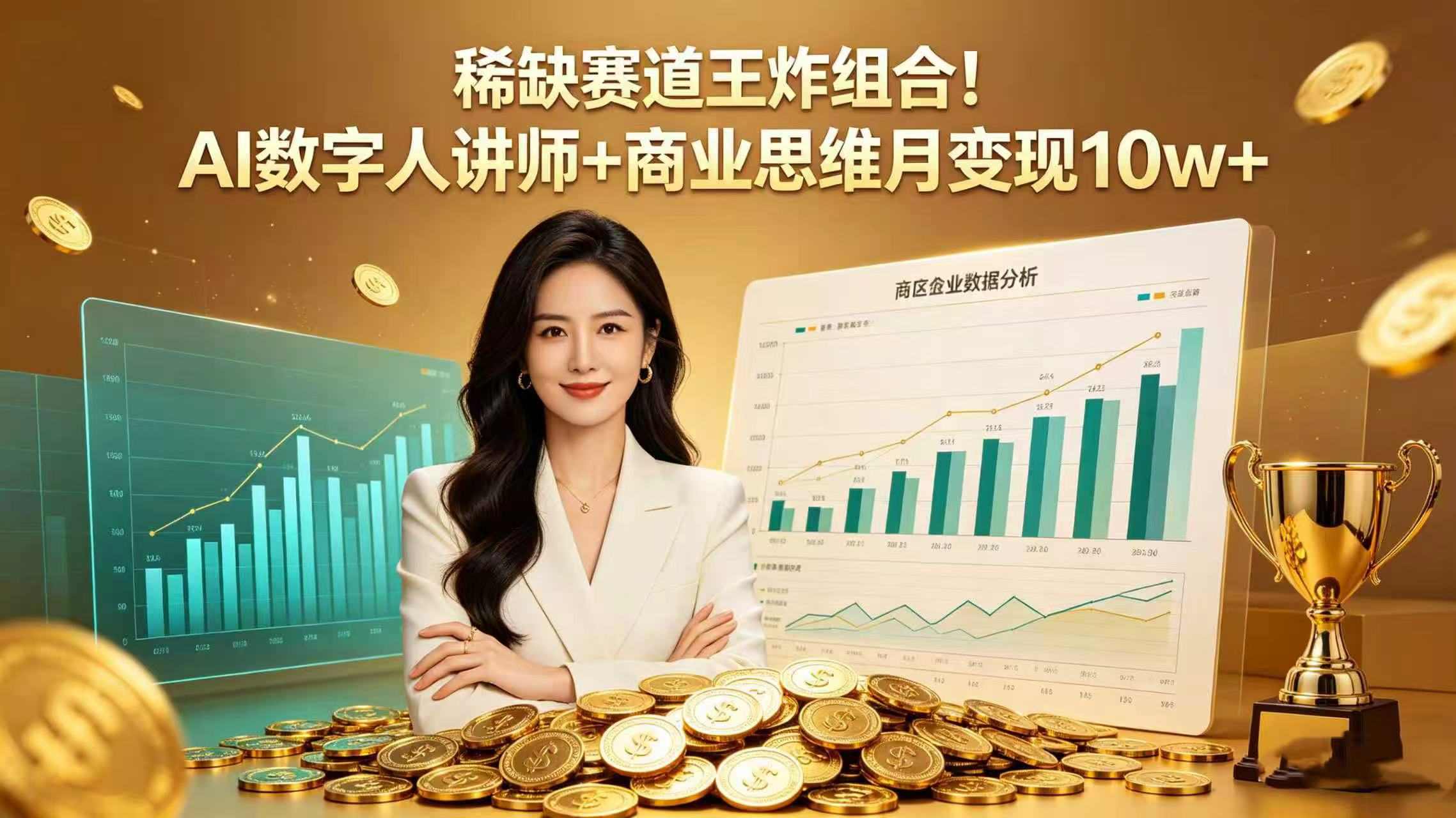 稀缺赛道王炸组合！AI 数字人讲师 + 商业思维 月变现 10w+网创吧-网创项目资源站-副业项目-创业项目-搞钱项目恒杨云站