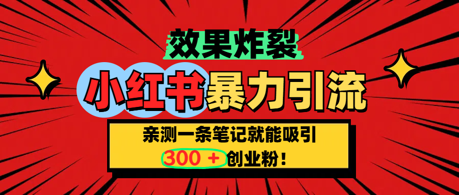 小红书炸裂玩法，亲测一条笔记就能吸引300+精准创业粉！网创吧-网创项目资源站-副业项目-创业项目-搞钱项目恒杨云站