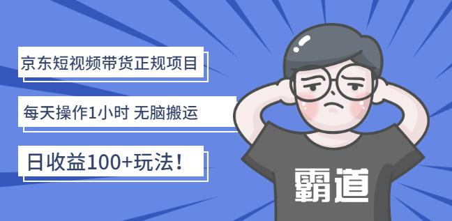 京东短视频带货正规项目：每天操作1小时无脑搬运日收益100+玩法！网创吧-网创项目资源站-副业项目-创业项目-搞钱项目恒杨云站