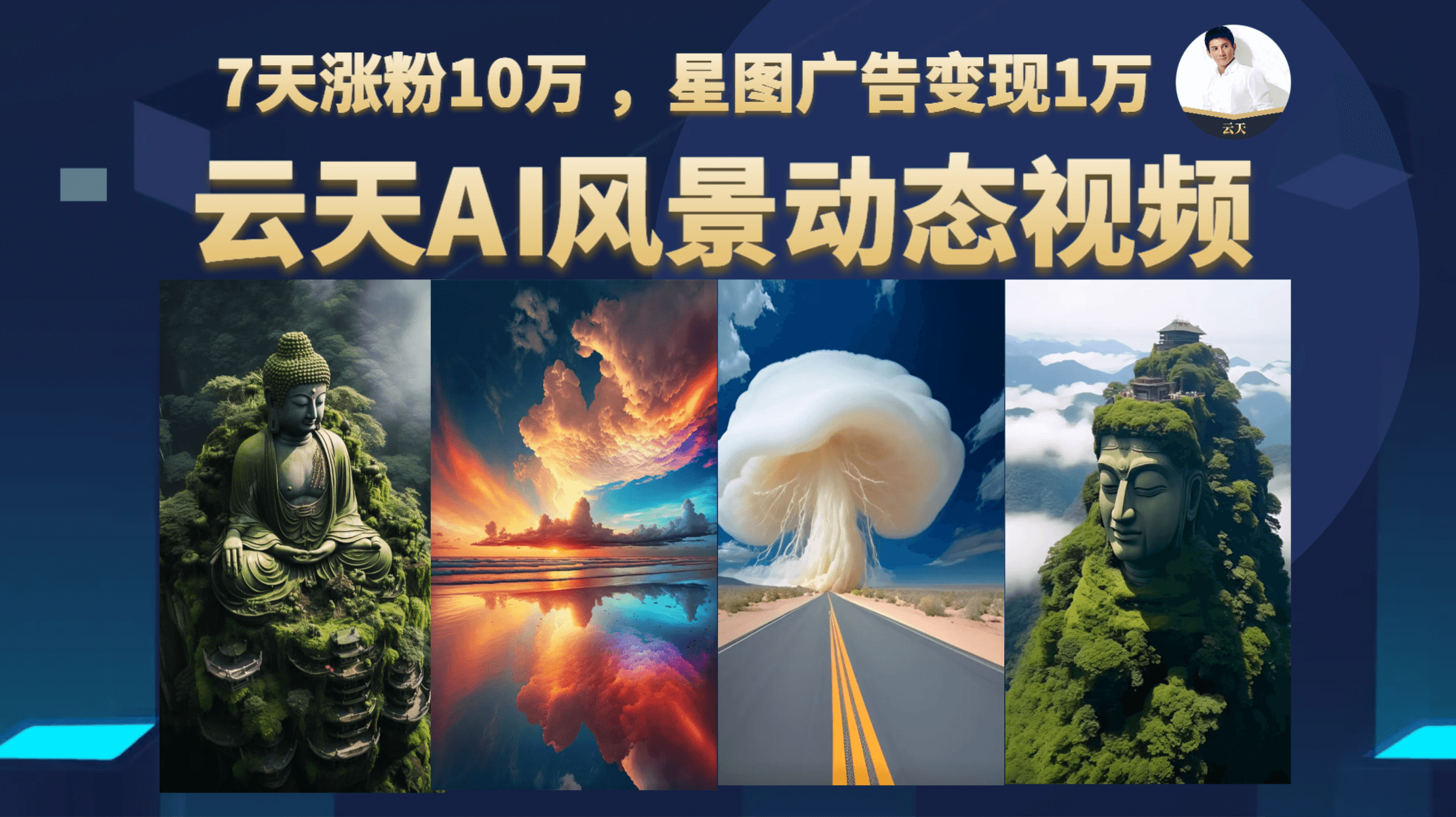 云天AI风景动图视频制作，7天涨粉10万 ，星图广告变现1万网创吧-网创项目资源站-副业项目-创业项目-搞钱项目恒杨云站