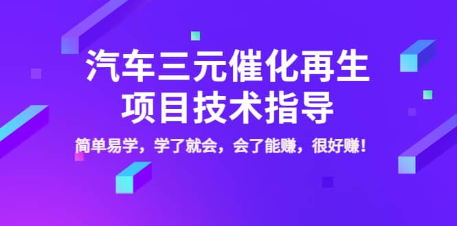 汽车三元催化再生项目技术指导，简单易学，学了就会，会了能赚，很好赚！网创吧-网创项目资源站-副业项目-创业项目-搞钱项目恒杨云站