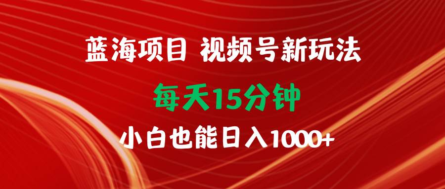 蓝海项目视频号新玩法 每天15分钟 小白也能日入1000+网创吧-网创项目资源站-副业项目-创业项目-搞钱项目恒杨云站