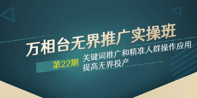 万相台无界推广实操班【22期】关键词推广和精准人群操作应用，提高无界投产网创吧-网创项目资源站-副业项目-创业项目-搞钱项目恒杨云站