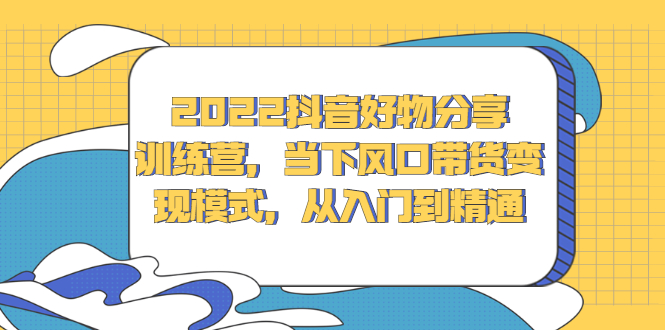 2022抖音好物分享训练营，当下风口带货变现模式，从入门到精通网创吧-网创项目资源站-副业项目-创业项目-搞钱项目恒杨云站