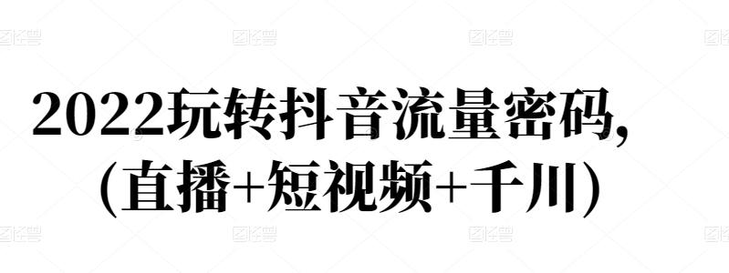 2022玩转抖音流量密码，(直播+短视频+千川)网创吧-网创项目资源站-副业项目-创业项目-搞钱项目恒杨云站