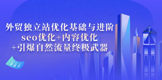 外贸独立站优化基础与进阶，seo优化+内容优化+引爆自然流量终极武器网创吧-网创项目资源站-副业项目-创业项目-搞钱项目恒杨云站