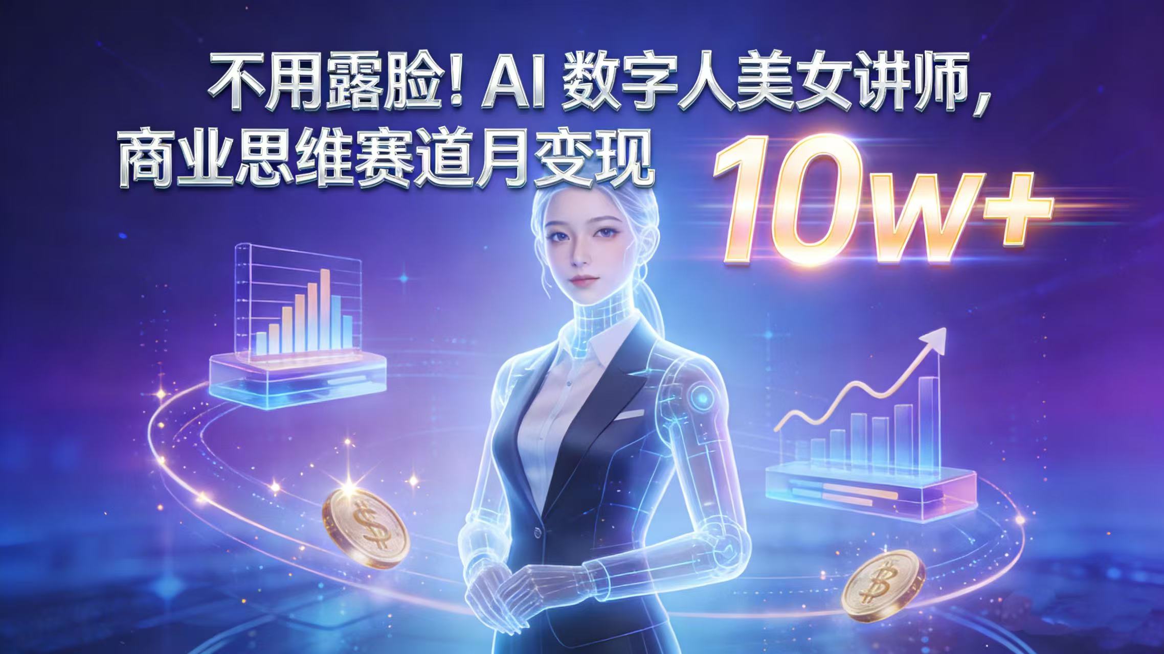 不用露脸！AI 数字人美女讲师，商业思维赛道月变现 10w+网创吧-网创项目资源站-副业项目-创业项目-搞钱项目恒杨云站