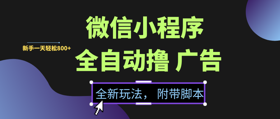 微信小程序挂机撸广告,全新玩法,新手一天轻松800+【附带脚本】网创吧-网创项目资源站-副业项目-创业项目-搞钱项目恒杨云站