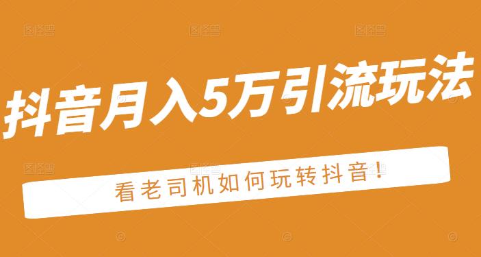 老古董·抖音月入5万引流玩法，看看老司机如何玩转抖音(附赠：抖音另类引流思路)网创吧-网创项目资源站-副业项目-创业项目-搞钱项目恒杨云站
