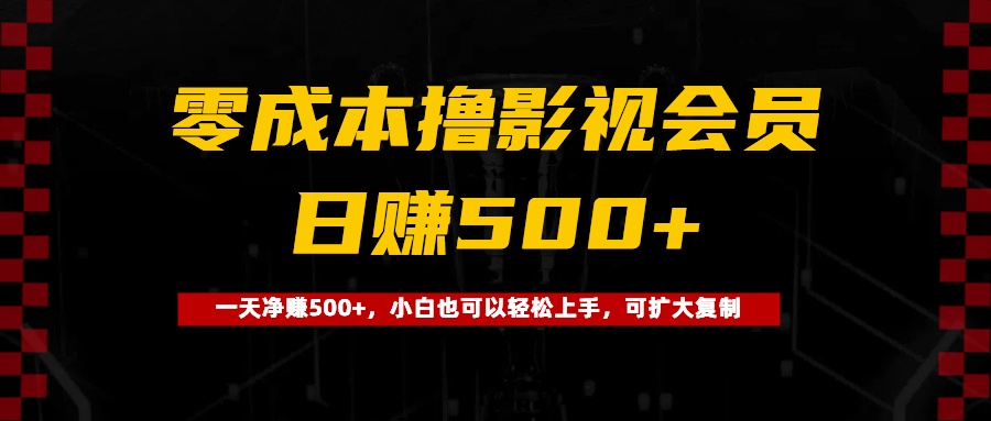 0成本撸影视会员，一天净赚500+，小白也可以轻松上手，可扩大复制网创吧-网创项目资源站-副业项目-创业项目-搞钱项目恒杨云站
