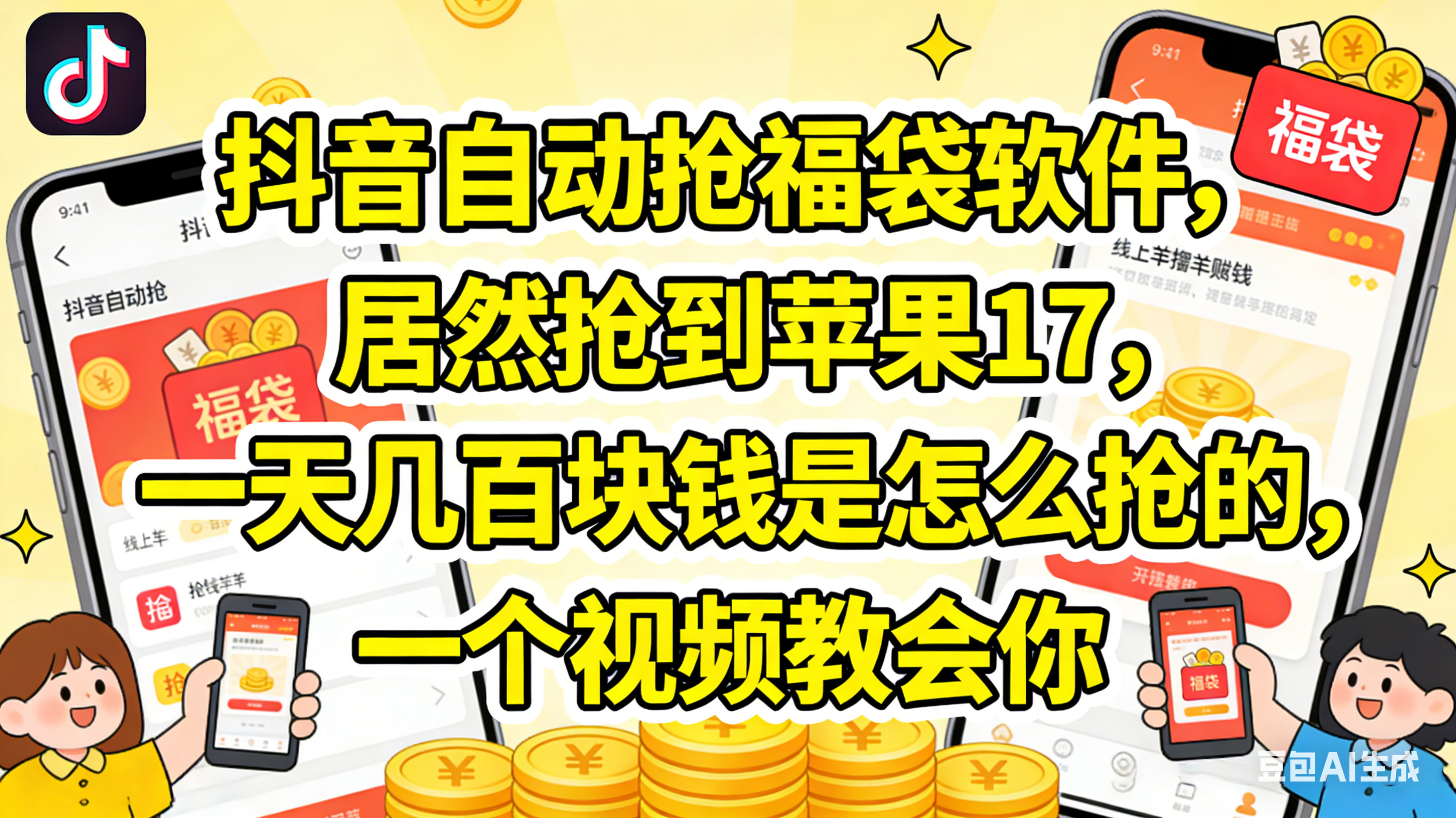 抖音抢福袋，居然抢到苹果17，一天几百块钱是怎么抢的，一个视频教会你网创吧-网创项目资源站-副业项目-创业项目-搞钱项目恒杨云站