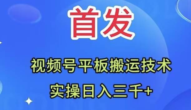 全网首发：视频号平板搬运技术，实操日入三千＋网创吧-网创项目资源站-副业项目-创业项目-搞钱项目恒杨云站