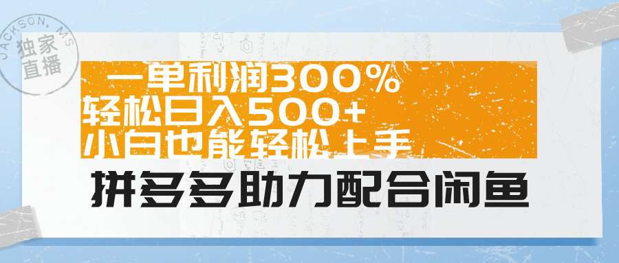 拼多多助力配合闲鱼 一单利润300% 轻松日入500+ 小白也能轻松上手!网创吧-网创项目资源站-副业项目-创业项目-搞钱项目恒杨云站
