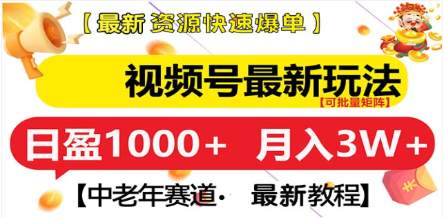 视频号独家玩法，老年养生赛道，无脑搬运爆款视频，日入1000+网创吧-网创项目资源站-副业项目-创业项目-搞钱项目恒杨云站