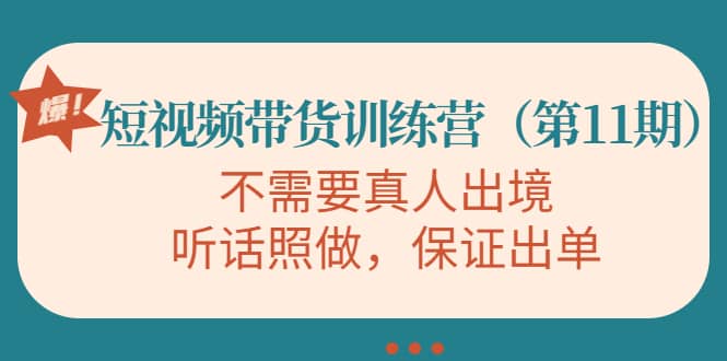 短视频带货训练营（第11期），不需要真人出境，听话照做，保证出单网创吧-网创项目资源站-副业项目-创业项目-搞钱项目恒杨云站