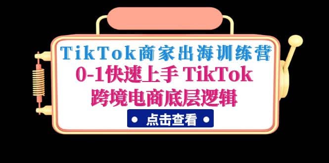TikTok商家出海训练营：0-1快速上手 TikTok跨境电商底层逻辑(无水印)网创吧-网创项目资源站-副业项目-创业项目-搞钱项目恒杨云站
