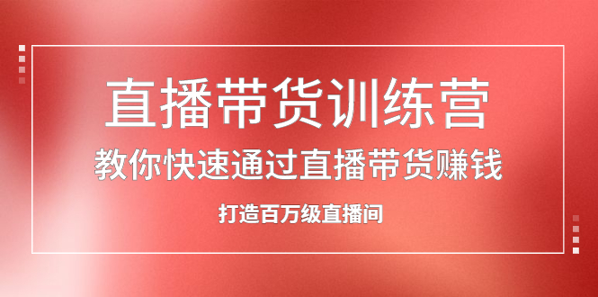 直播带货训练营，教你快速通过直播带货赚钱，打造百万级直播间网创吧-网创项目资源站-副业项目-创业项目-搞钱项目恒杨云站