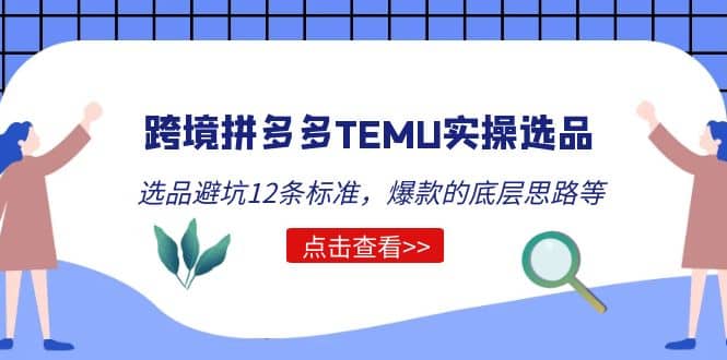 跨境拼多多TEMU实操选品运营方法，选品避坑12条标准，爆款的底层思路等网创吧-网创项目资源站-副业项目-创业项目-搞钱项目恒杨云站