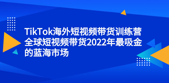 TikTok海外短视频带货训练营，全球短视频带货2022年最吸金的蓝海市场网创吧-网创项目资源站-副业项目-创业项目-搞钱项目恒杨云站