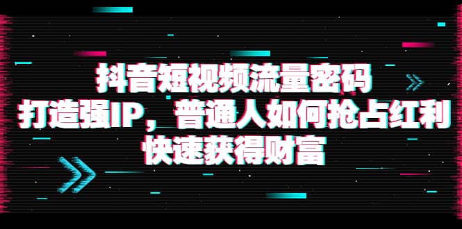 抖音短视频流量密码：打造强IP，普通人如何抢占红利，快速获得财富网创吧-网创项目资源站-副业项目-创业项目-搞钱项目恒杨云站