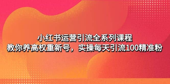 小红书运营引流全系列课程：教你养高权重新号网创吧-网创项目资源站-副业项目-创业项目-搞钱项目恒杨云站