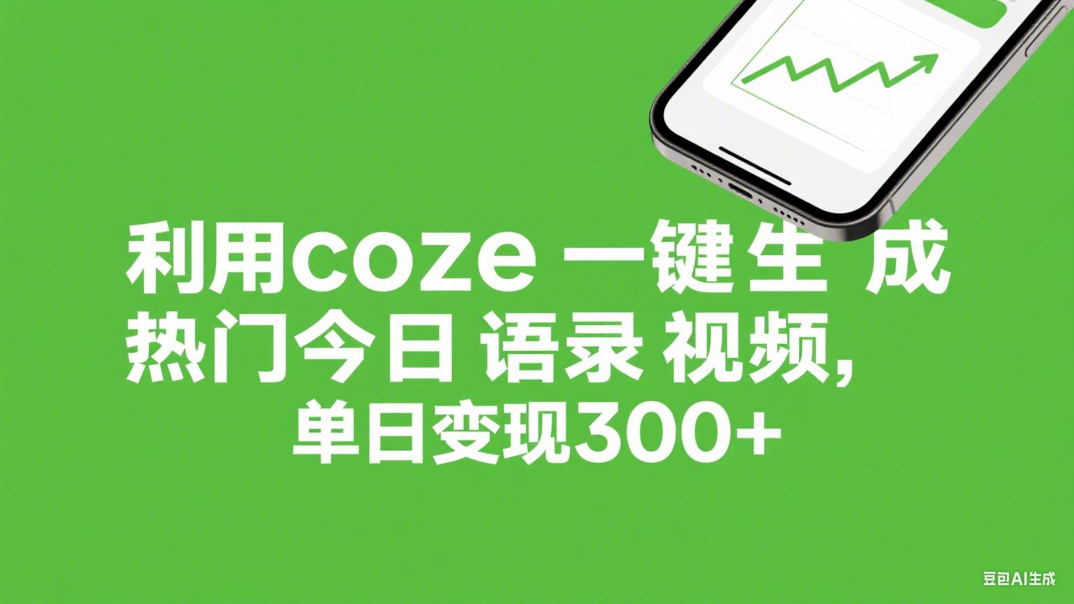利用coze一键生成热门今日语录视频，单日变现300+网创吧-网创项目资源站-副业项目-创业项目-搞钱项目恒杨云站