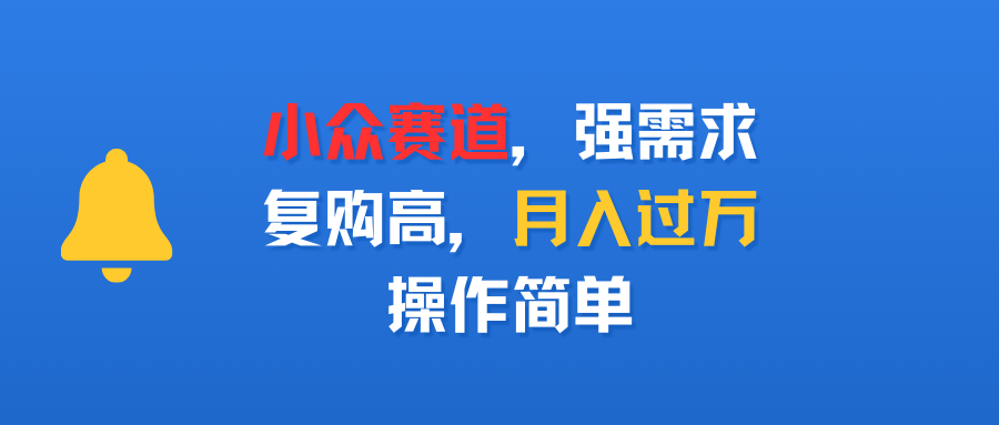 小众赛道，强需求，复购高，月入过万，操作简单网创吧-网创项目资源站-副业项目-创业项目-搞钱项目恒杨云站