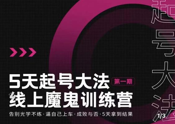 五天起号魔鬼训练营，告别光学不练，逼自己上车，成败与否，5天拿到结果网创吧-网创项目资源站-副业项目-创业项目-搞钱项目恒杨云站