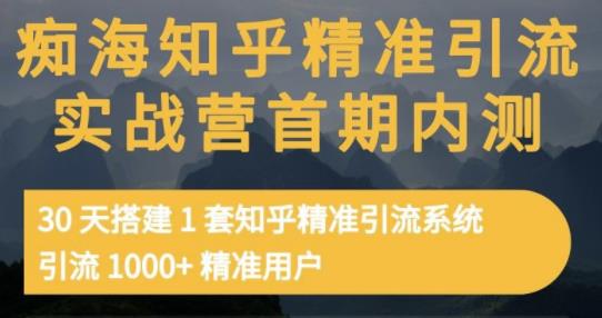 痴海知乎精准引流实战营1-2期，30天搭建1套知乎精准引流系统，引流1000+精准用户网创吧-网创项目资源站-副业项目-创业项目-搞钱项目恒杨云站