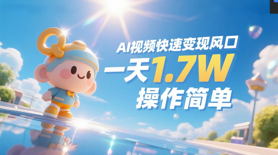 《Ai视频变现风口，一天1.7W，收入无上限，操作简单》网创吧-网创项目资源站-副业项目-创业项目-搞钱项目恒杨云站