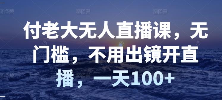 付老大无人直播课，无门槛，不用出镜开直播，一天100+网创吧-网创项目资源站-副业项目-创业项目-搞钱项目恒杨云站