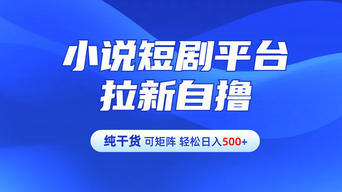 【纯干货】小说短剧平台拉新自撸玩法详解-单人轻松日入500+网创吧-网创项目资源站-副业项目-创业项目-搞钱项目恒杨云站