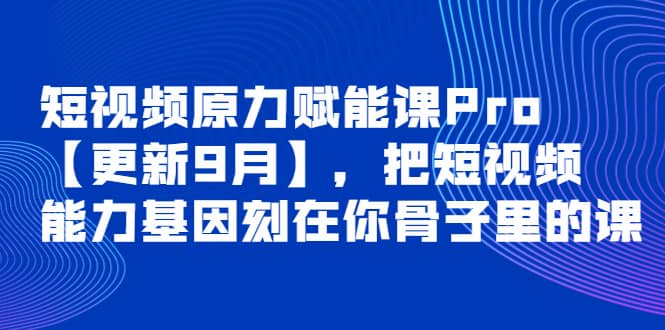 短视频原力赋能课Pro【更新9月】，把短视频能力基因刻在你骨子里的课网创吧-网创项目资源站-副业项目-创业项目-搞钱项目恒杨云站