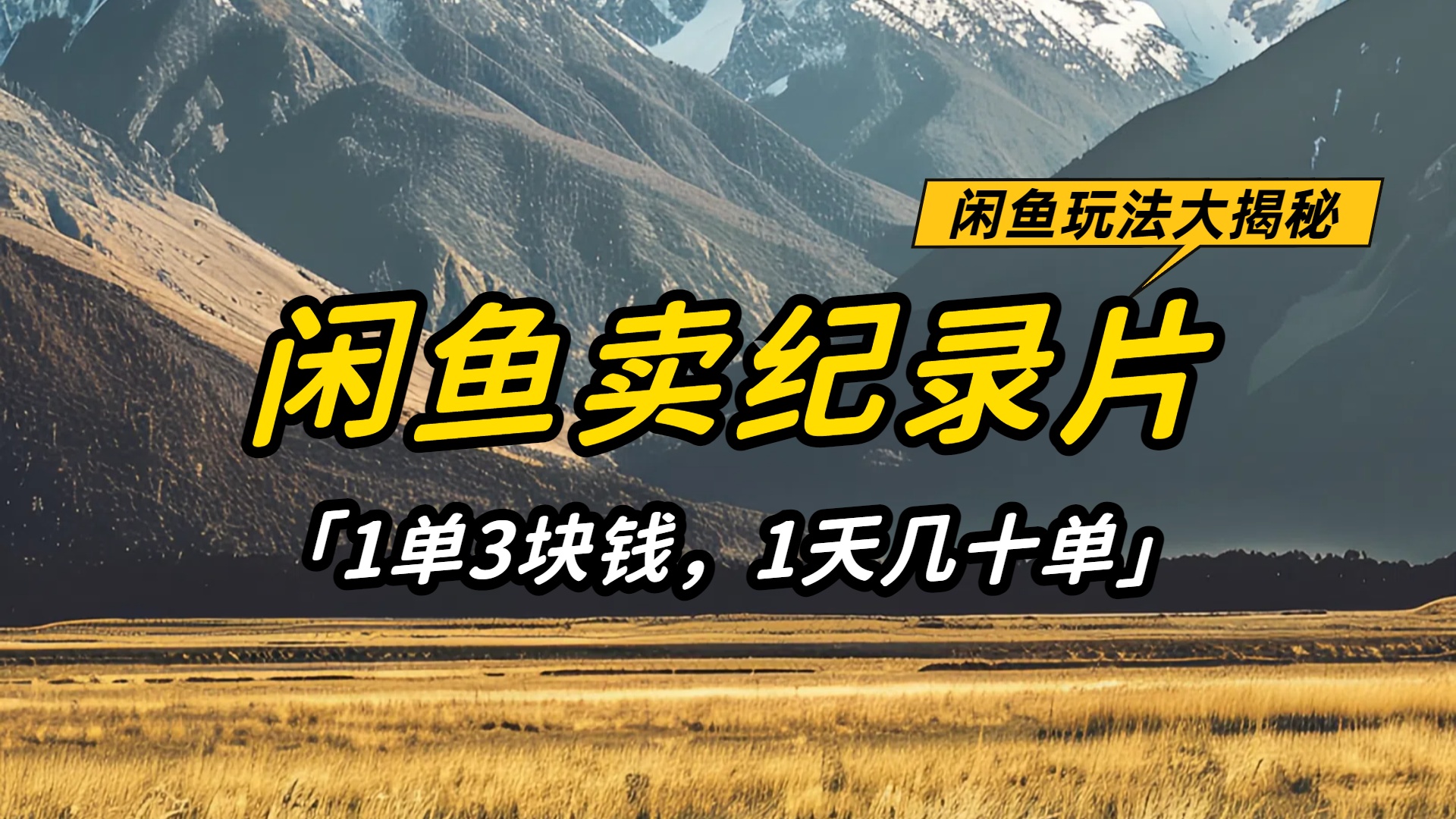 闲鱼卖纪录片1单3块钱，1天几十单，项目稳定有潜力网创吧-网创项目资源站-副业项目-创业项目-搞钱项目恒杨云站