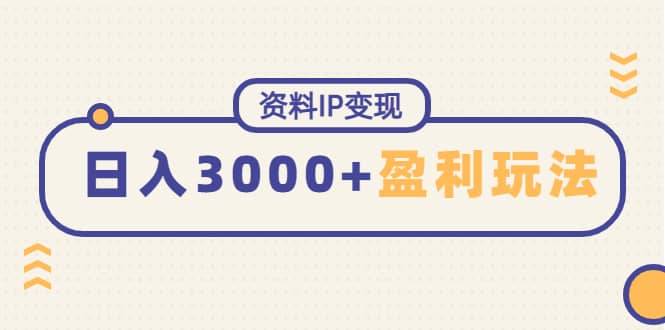 资料IP变现，持续性盈利玩法网创吧-网创项目资源站-副业项目-创业项目-搞钱项目恒杨云站