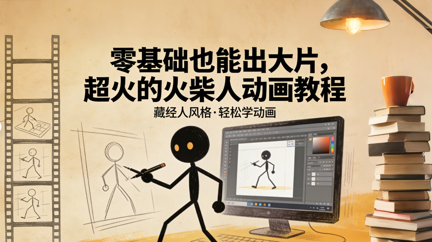 零基础也能出大片，超火的火柴人动画教程（藏经人风格）网创吧-网创项目资源站-副业项目-创业项目-搞钱项目恒杨云站