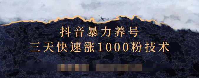抖音暴力养号，三天快速涨1000粉技术【视频课程】网创吧-网创项目资源站-副业项目-创业项目-搞钱项目恒杨云站