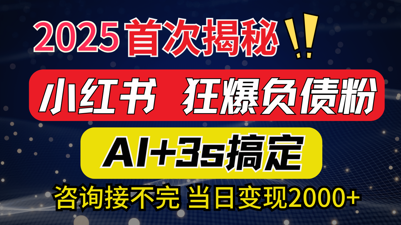 2025引流天花板：最新小红书狂暴负债粉思路，咨询接不断，当日入2000+网创吧-网创项目资源站-副业项目-创业项目-搞钱项目恒杨云站