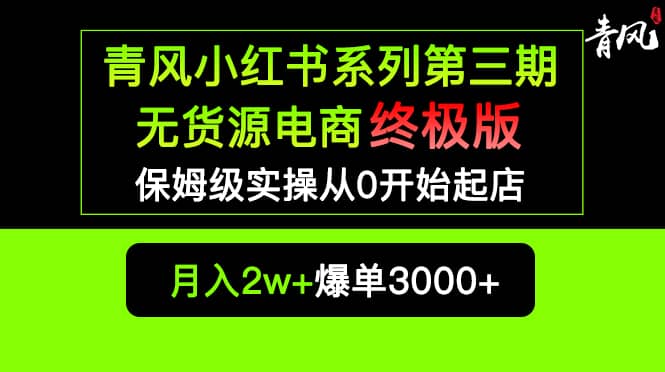 小红书无货源电商爆单终极版【视频教程+实战手册】保姆级实操从0起店爆单网创吧-网创项目资源站-副业项目-创业项目-搞钱项目恒杨云站