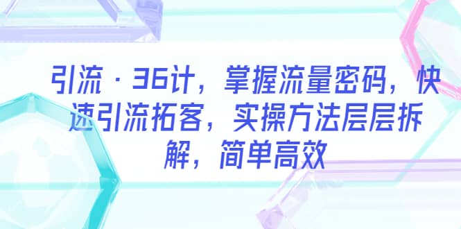 引流·36计，掌握流量密码，快速引流拓客，实操方法层层拆解，简单高效网创吧-网创项目资源站-副业项目-创业项目-搞钱项目恒杨云站