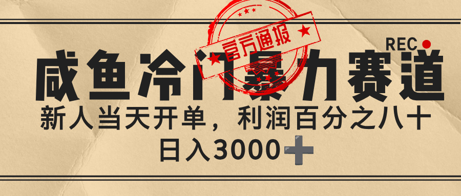 闲鱼，冷门暴力赛道，一单 80%利润，新人轻松日入 3000+网创吧-网创项目资源站-副业项目-创业项目-搞钱项目恒杨云站